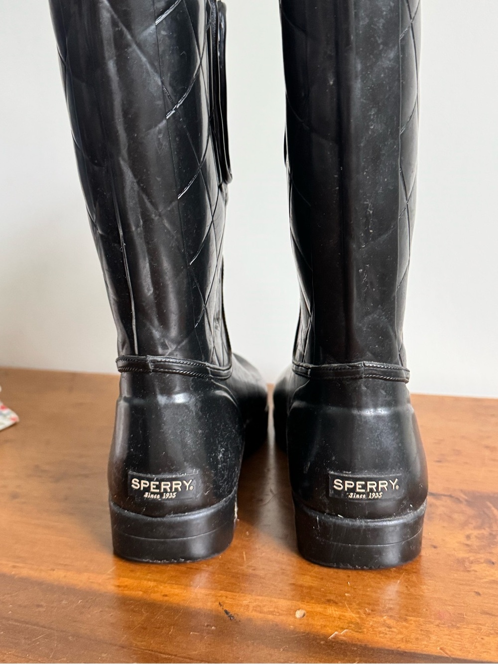 Sperry Black Quilted Mid-Calf Rain Boots - Picture 2 of 3